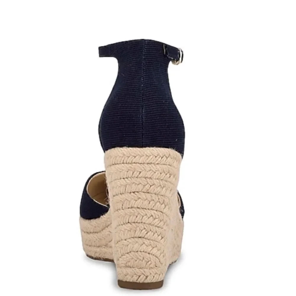 Marc Fisher Teelan Esapdrille Wedge Sandal Navy